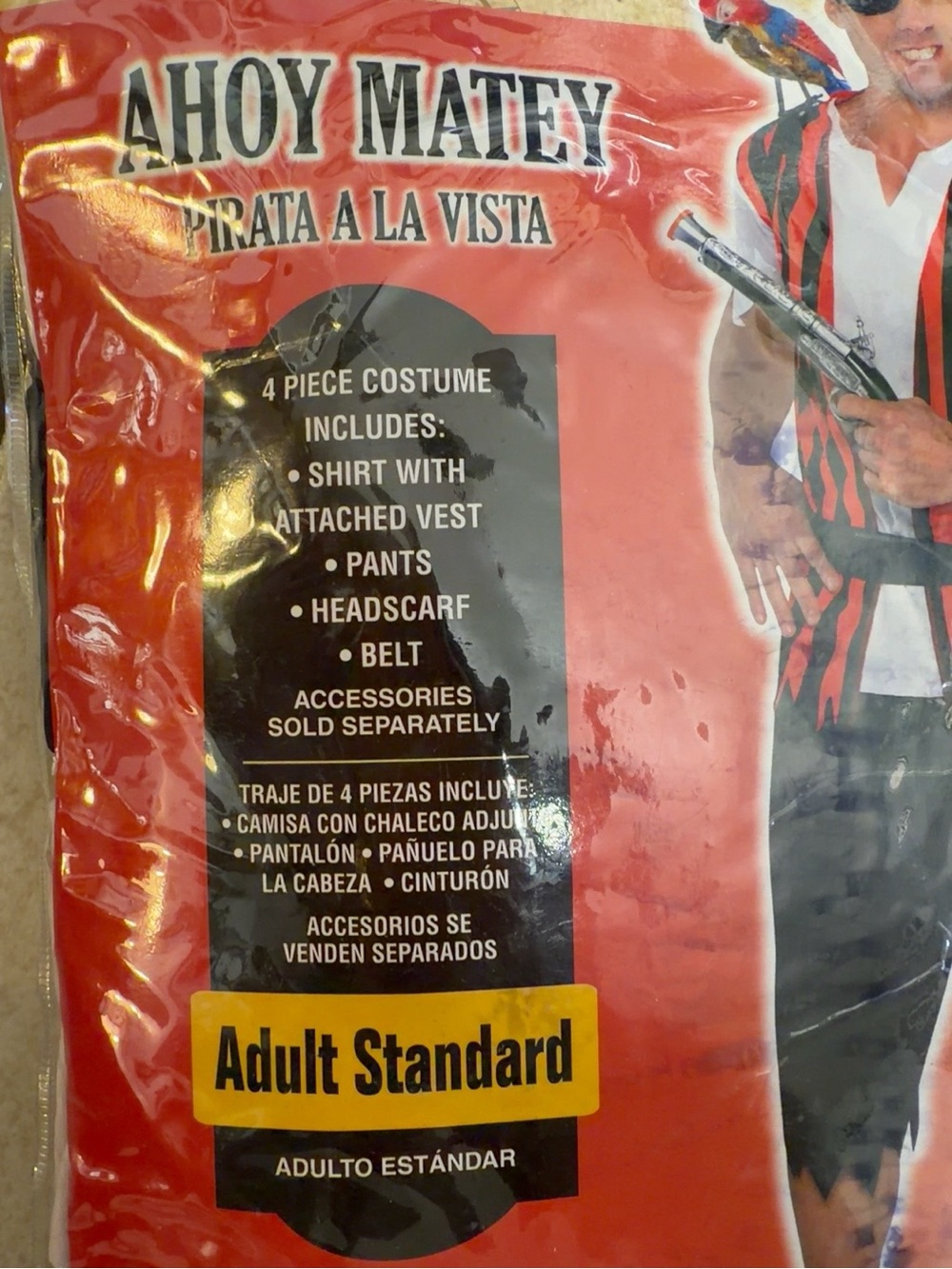 Amscan Ahoy Matey Men’s Pirate Costume Adult Standard 4 Piece Halloween - Picture 3 of 5